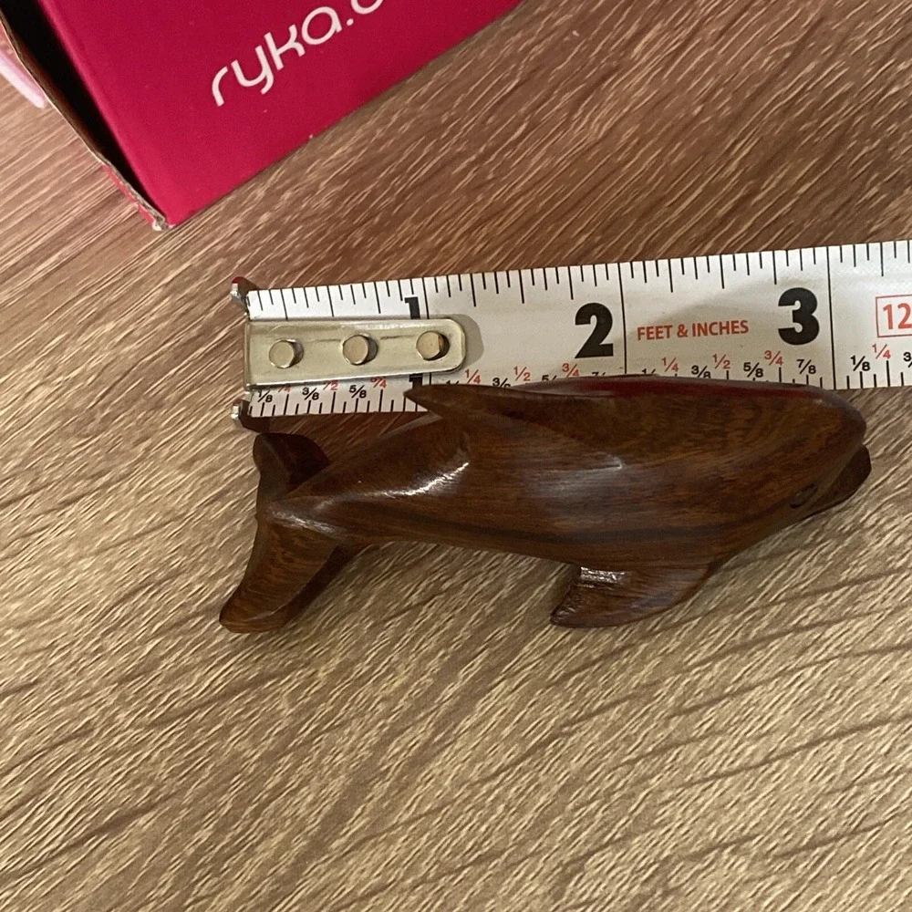 Wooden Hand Carved Dolphin Figurine 3.25
